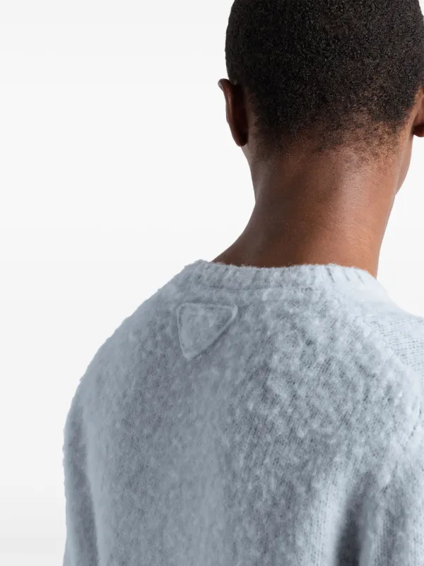 Prada Wool crew-neck Sweater | Blue | FARFETCH CH