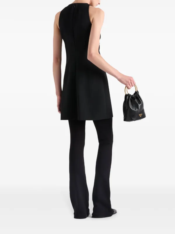 ◆PRADA◆ Vネック ノースリーブ ミニドレス Prada ノースリーブ レザーミニドレス | ブラック | FARFETCH JP