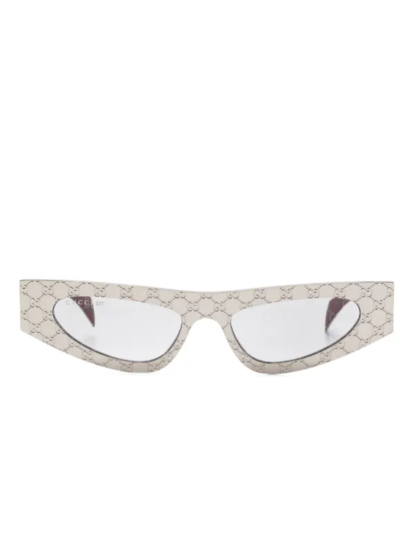 GUCCI シルバーキャットアイサングラス GUCCI EYEWEAR Cat-eye rimless silver-tone sunglasses | NET-A