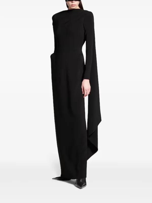 chinese dress ladies Hazel Gothic Wedding Dress – Black Ball Gown with Beaded Cape main image 0