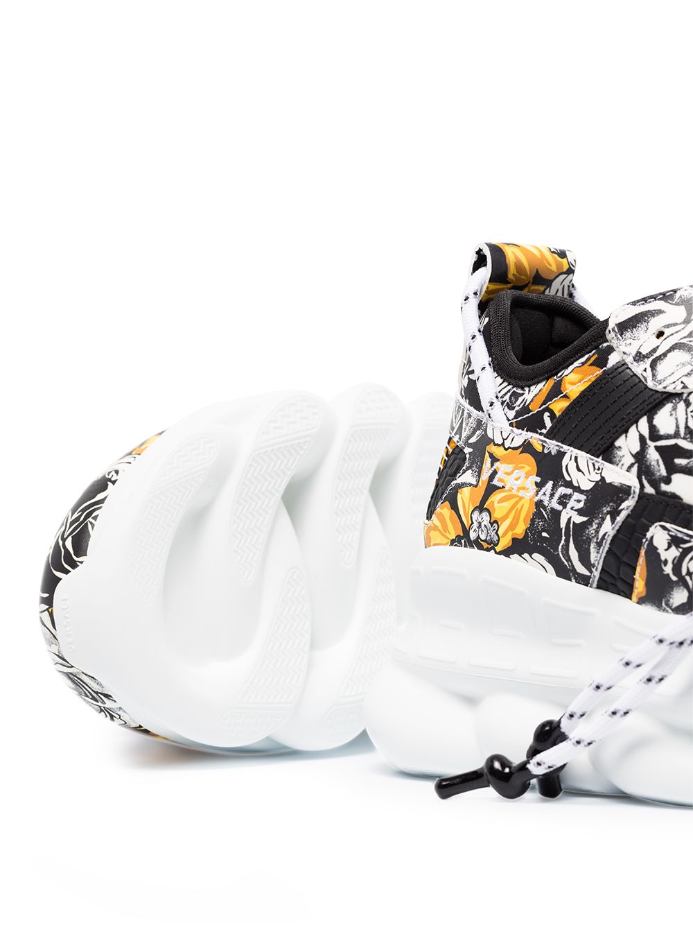 Shop Versace Chain Reaction "baroque Floral" In Black/white/gold