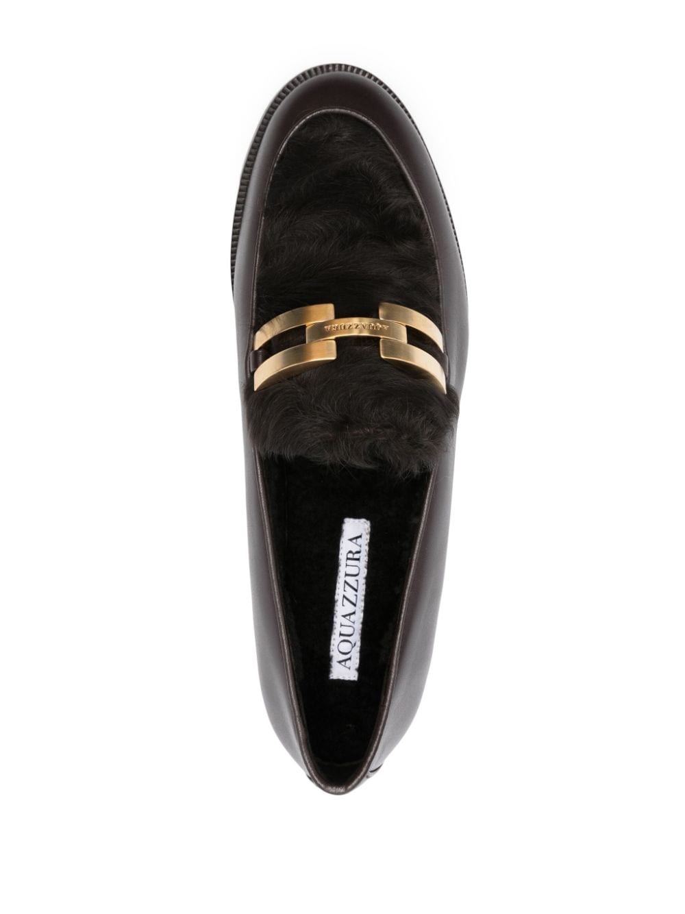 Aquazzura shearling-trim loafers Brown