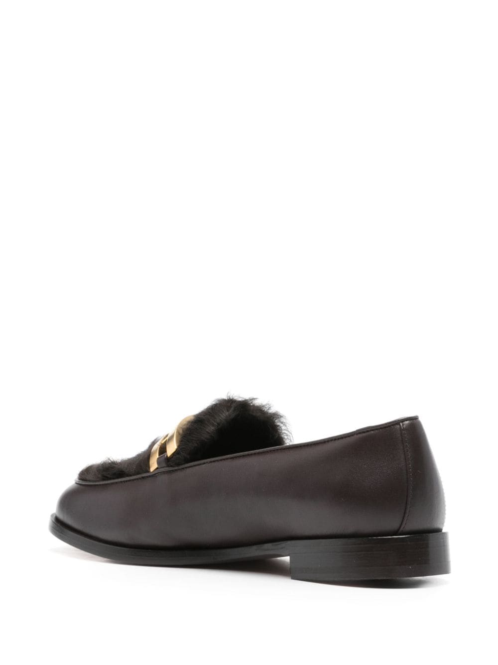 Aquazzura shearling-trim loafers Brown