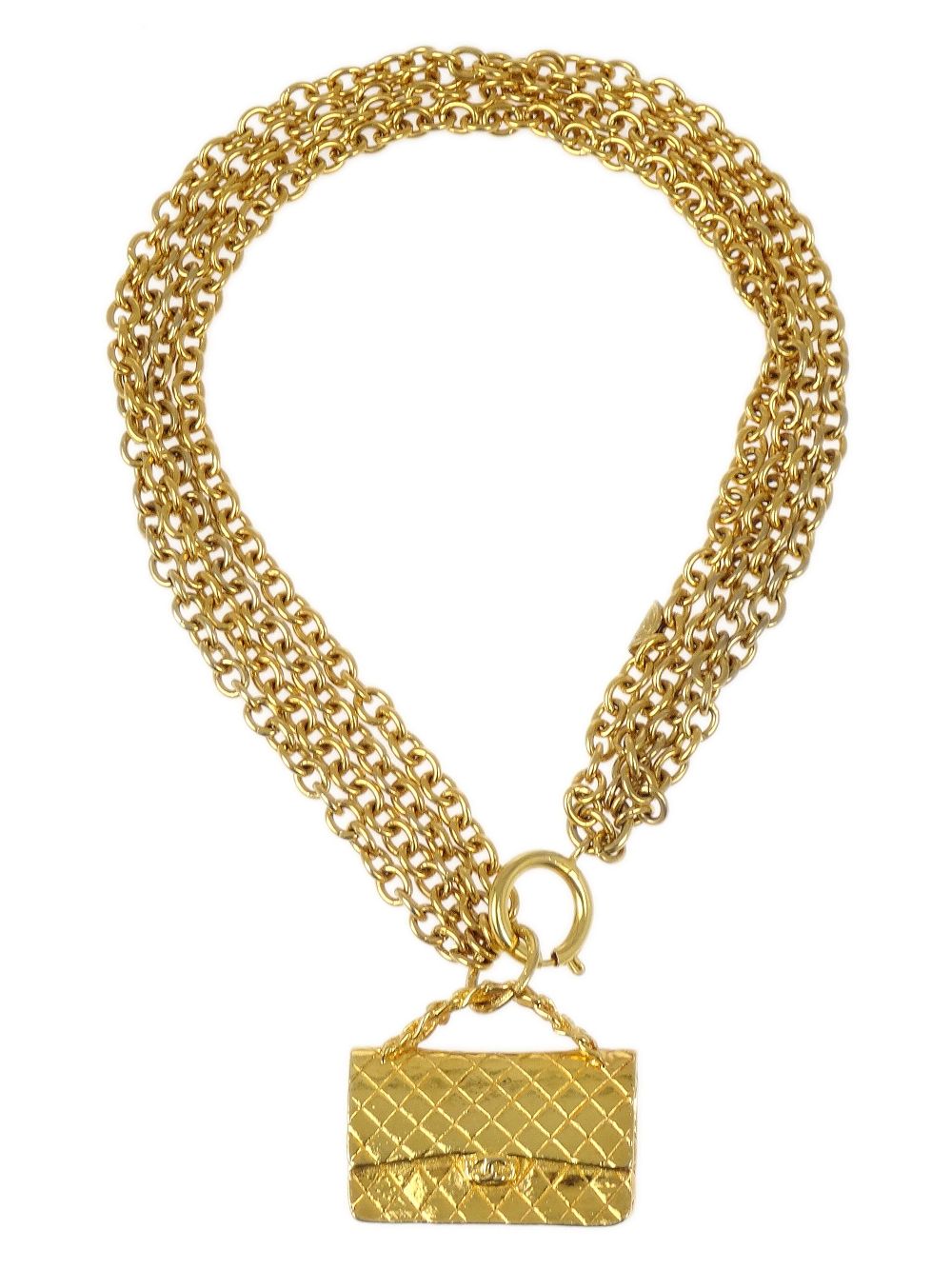 CHANEL Pre-Owned 1980-1990's Classic Flap-pendant necklace - Gold