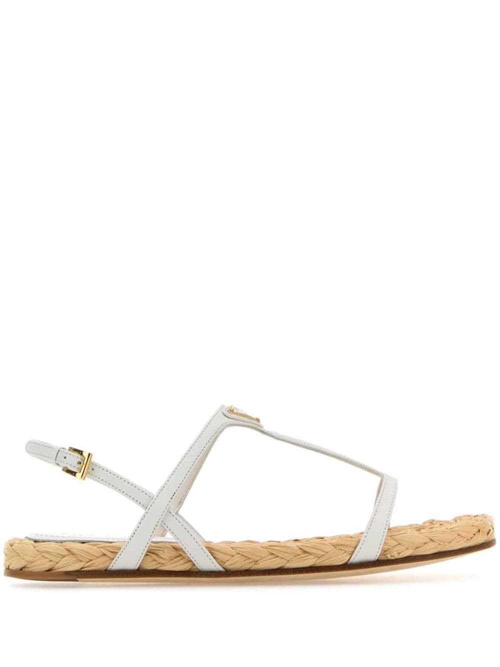 Shop Prada Leather Sandals In White