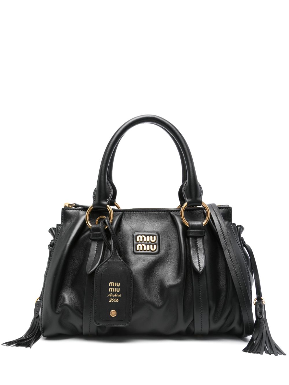 Miu Miu Logo-lettering Tote Bag In Black