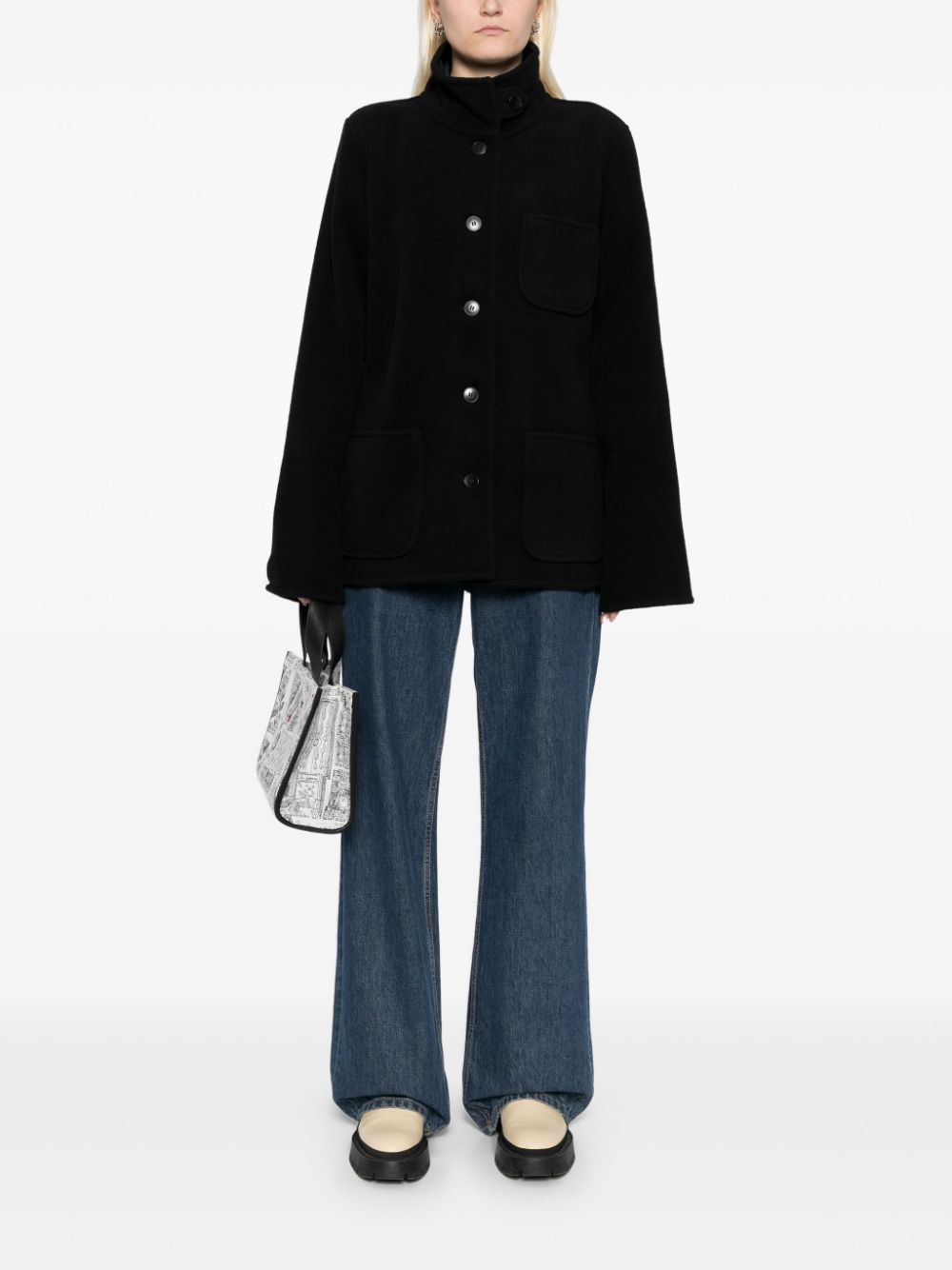 agnès b. felt oversized jacket - Black