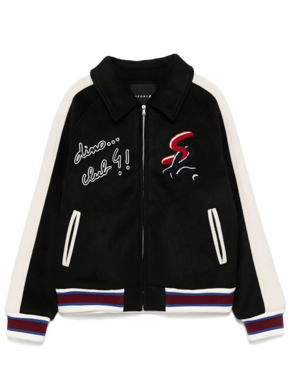 SPORT b. by agnès b. logo patch bomber jacket - Black