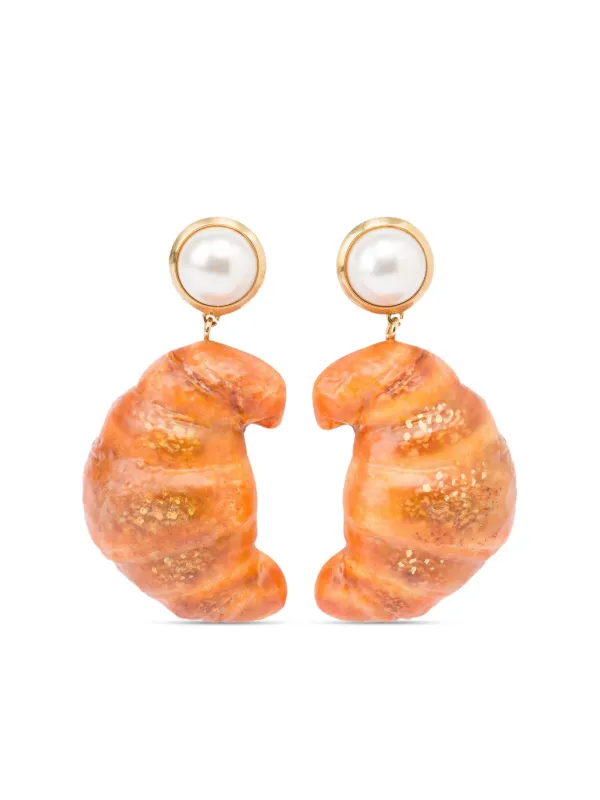 Moschino Croissant shaped Earrings Gold FARFETCH PT