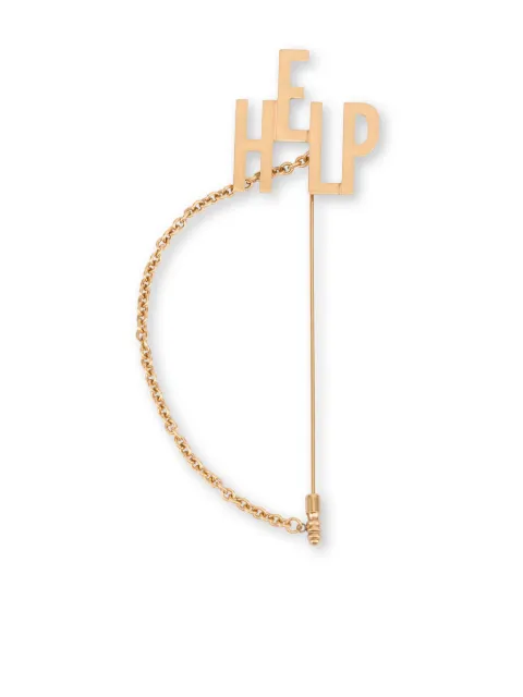 Moschino Help-lettering chain-detail brooch