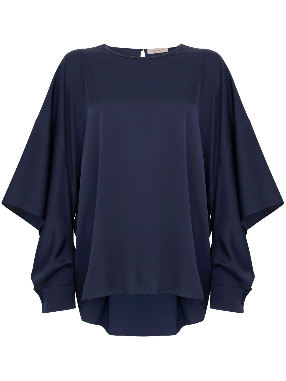 D.Exterior cut-out sleeves blouse - Blue