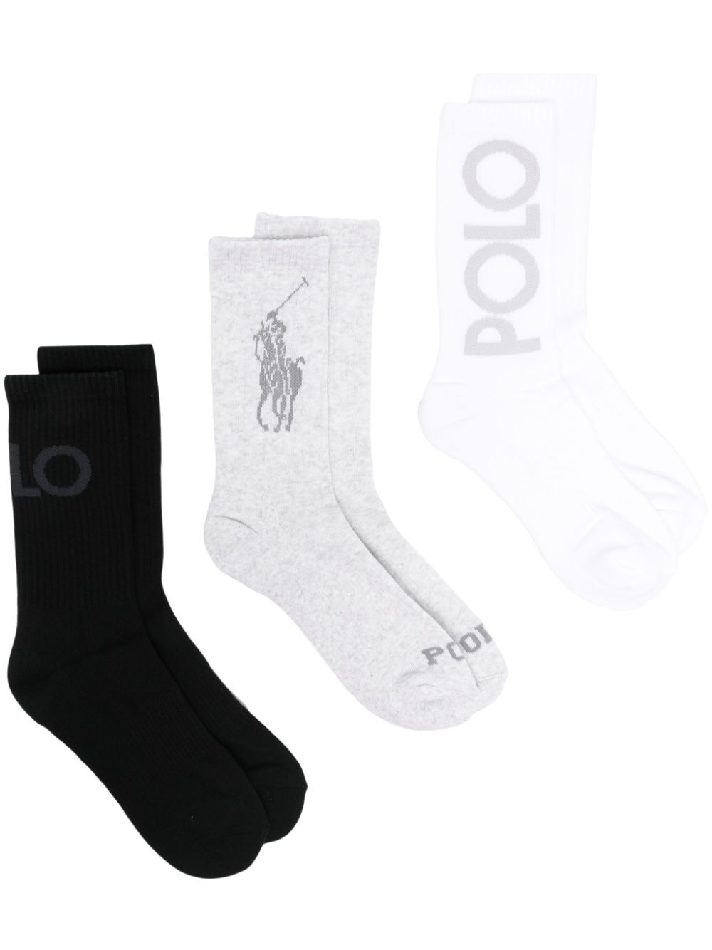 Polo Ralph Lauren intarsia-knit logo socks (pack of three) - Grey