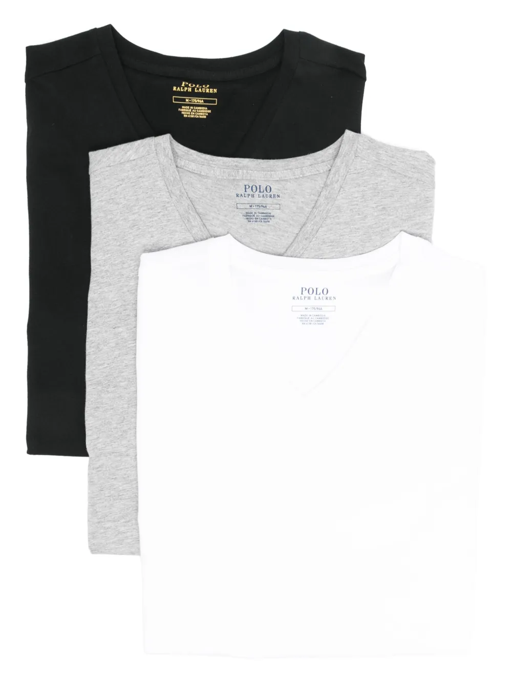 Polo Ralph Lauren set de tres playeras con cuello en V | negro | Image 1