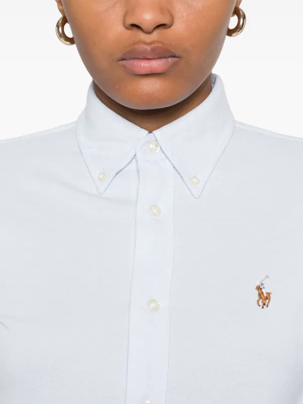 Polo Ralph Lauren Camisa Com Trama Piquet | Azul | FARFETCH BR