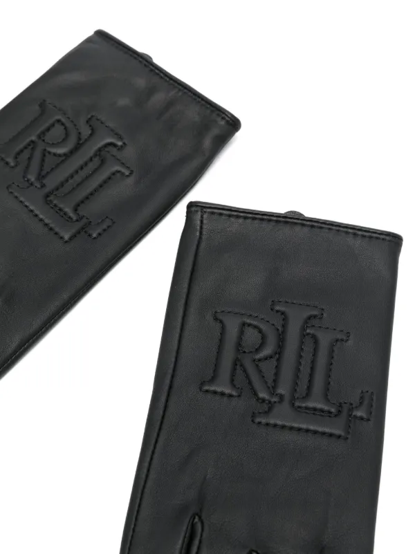 Lauren Ralph Lauren ロゴエンボス レザーグローブ | ブラック