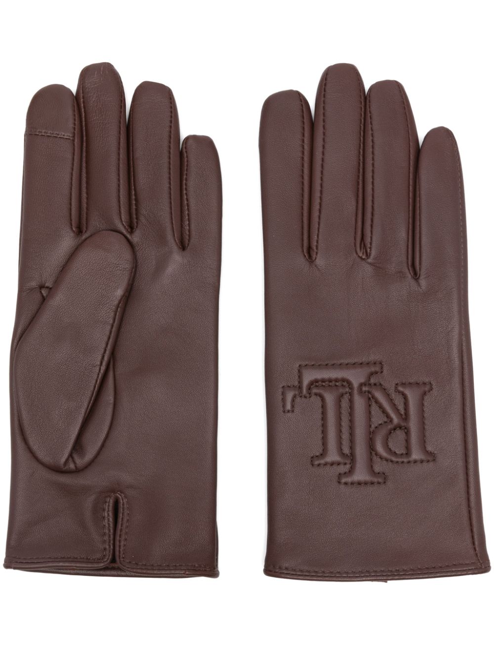 logo-embossed leather gloves