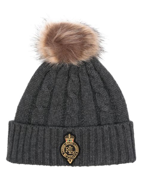 Lauren Ralph Lauren crest-patch cable-knit beanie