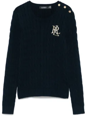 【新品】LAUREN RALPH LAUREN ロゴ刺繍 ラインカーディガン Lauren Ralph Lauren logo-embroidered Cardigan | Black | FARFETCH