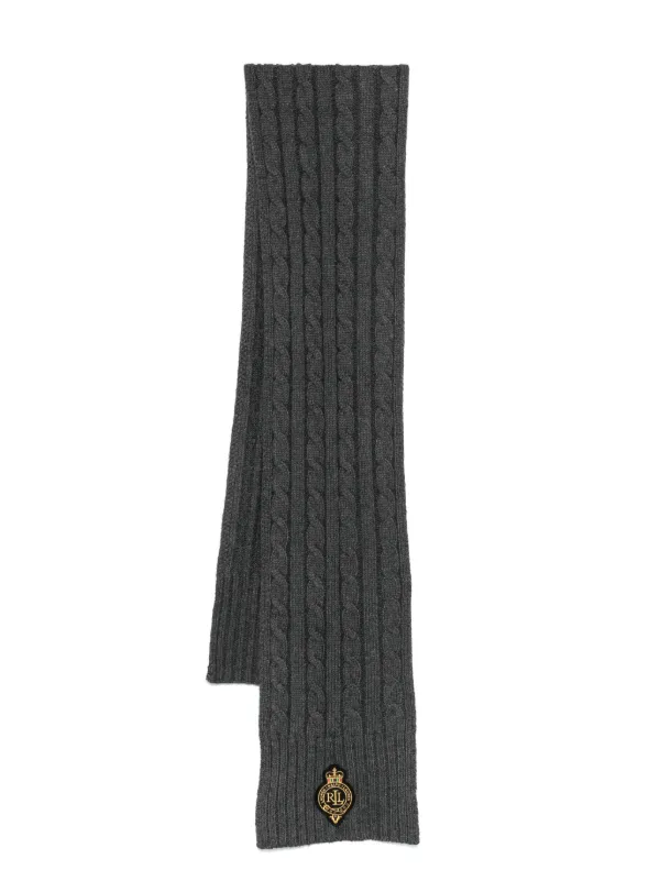 Lauren Ralph Lauren cable-knit Scarf Grey FARFETCH IN
