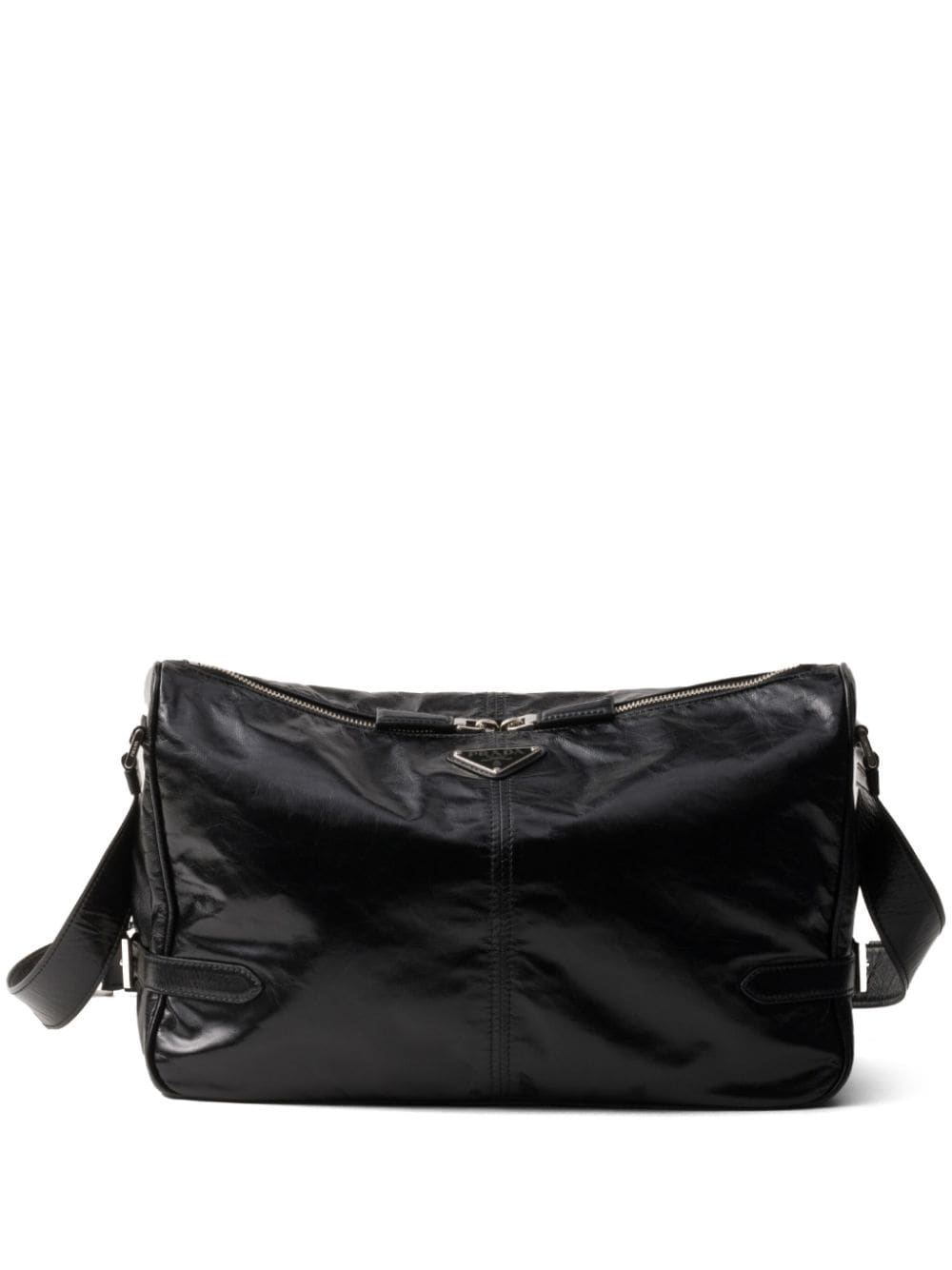 Shop Prada Leather Shoulder Bag In Black