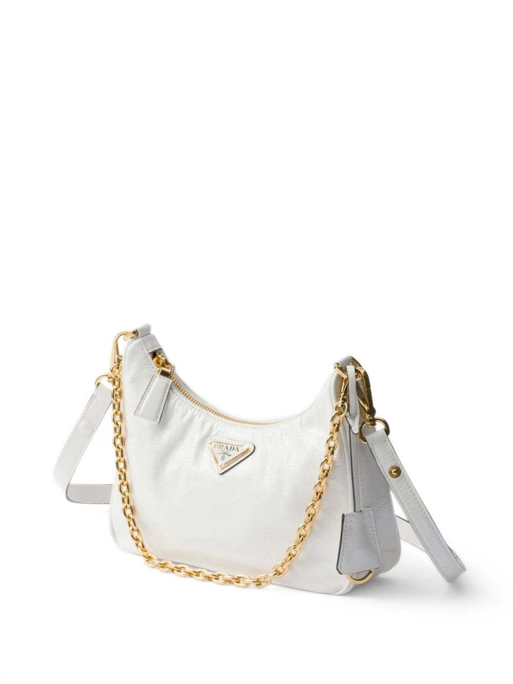 Shop Prada Re-edition Patent Leather Shoulder Bag In White