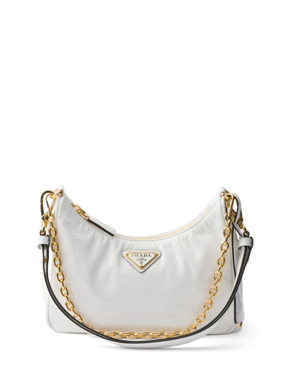 Shop Prada Re-edition Patent Leather Shoulder Bag In White