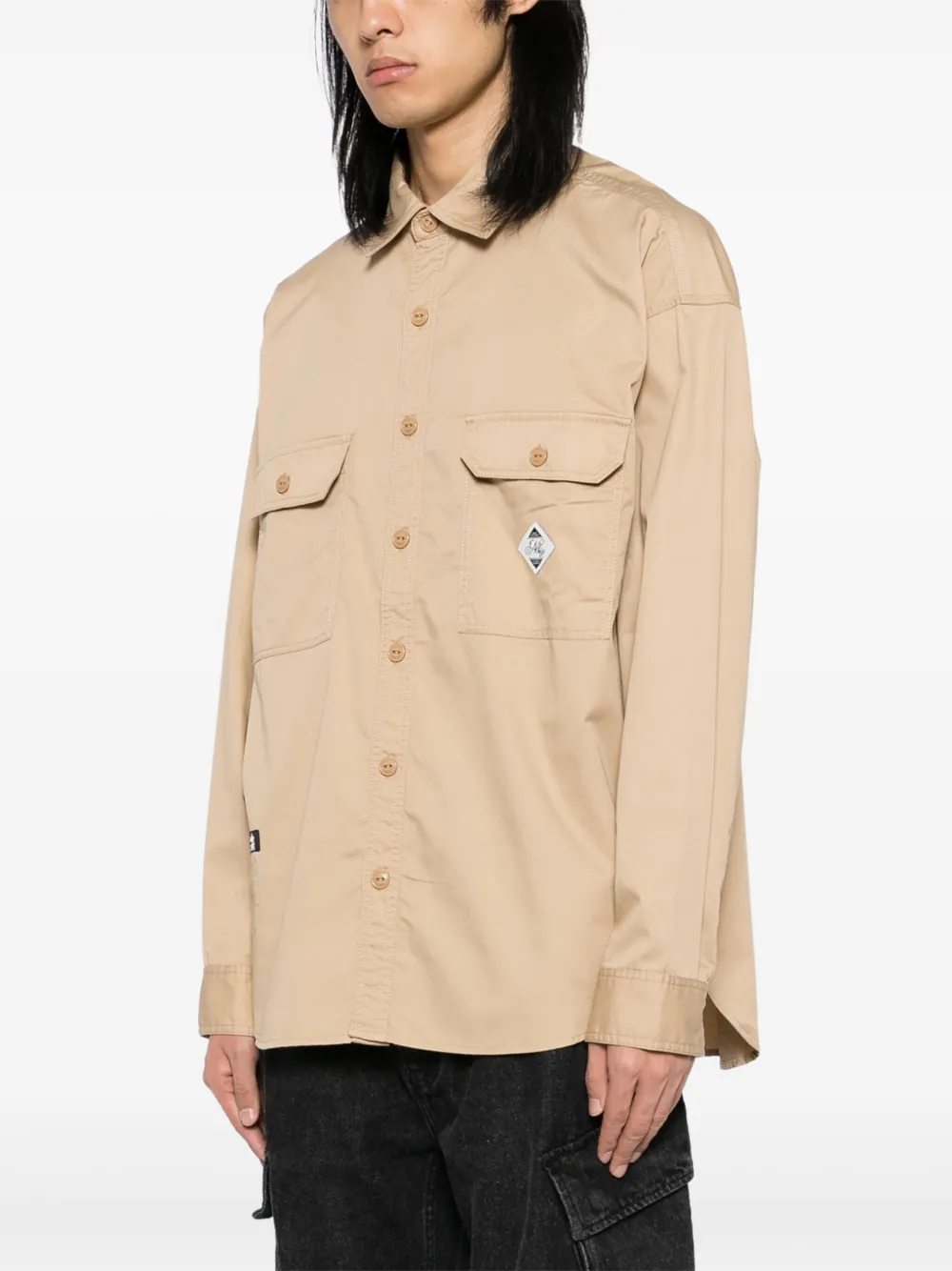 izzue Overhemd met logopatch Beige