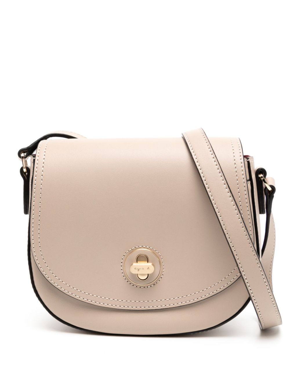 agnès b. contrast-stitching leather bag - Neutrals