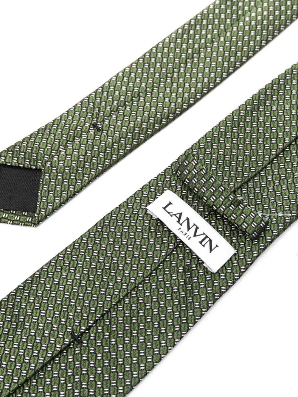 Shop Lanvin Patterned-jacquard Tie In Green