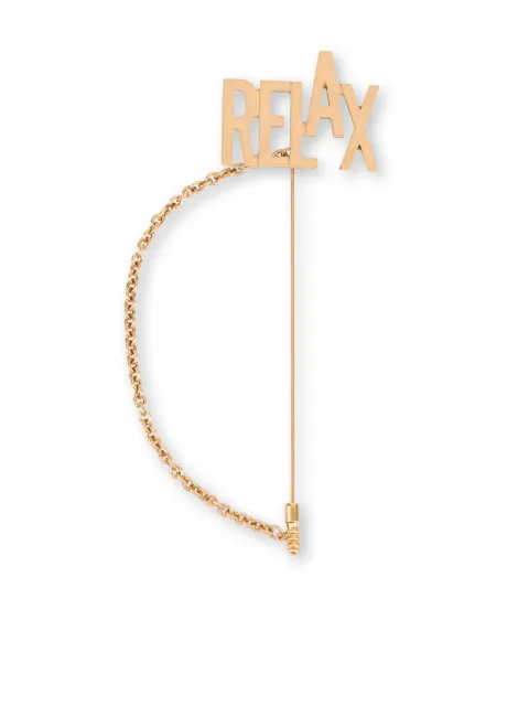 Moschino Relax-lettering chain-detail brooch
