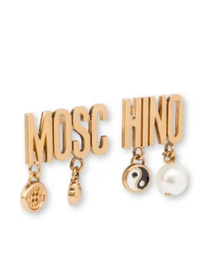 【関税込み】Moschino シルバー＆イエロー ロゴ刻印 イヤリング MOSCHINO - MOSCHINO イヤリングの通販 by スティック's shop