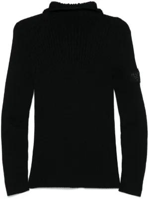 PRADA キャメルパーカー Prada Cropped Silk Sweater with Logo | Saks Fifth Avenue
