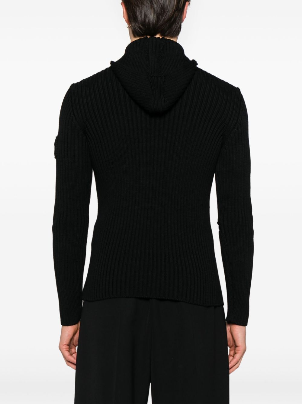 Prada Ribgebreide hoodie Zwart