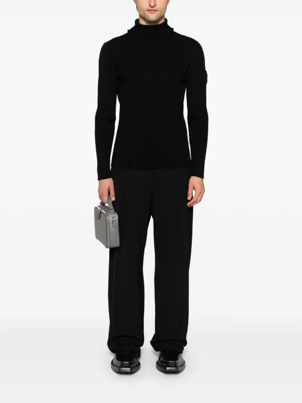 Prada ribbed-knit Hoodie | Black | FARFETCH