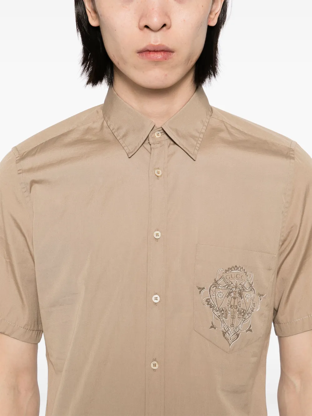 Gucci Overhemd met logoprint Beige