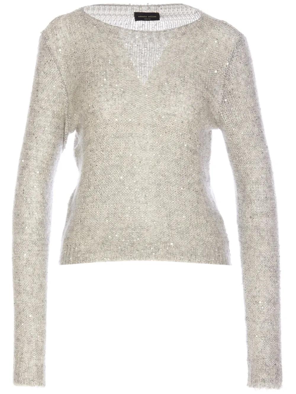 Roberto Collina Trui met pailletten Beige