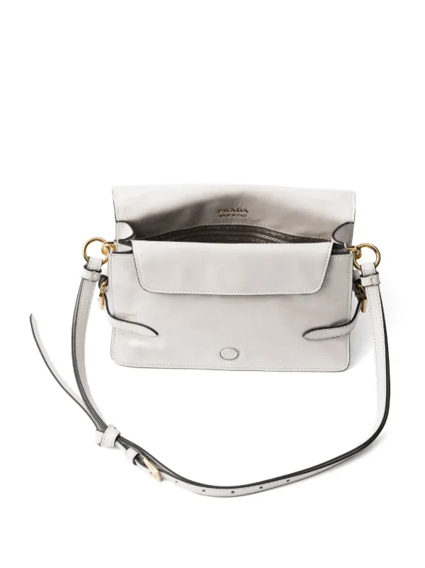 Prada Leather Shoulder Bag | White | FARFETCH JO