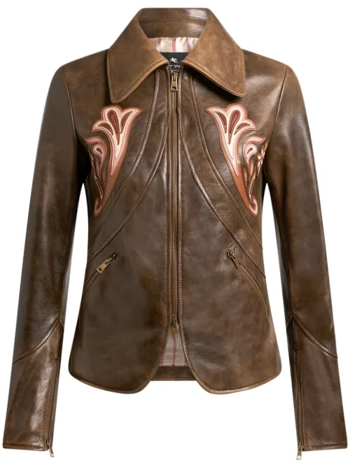 ETRO blazer en cuir - Marron - ETRO - Modalova