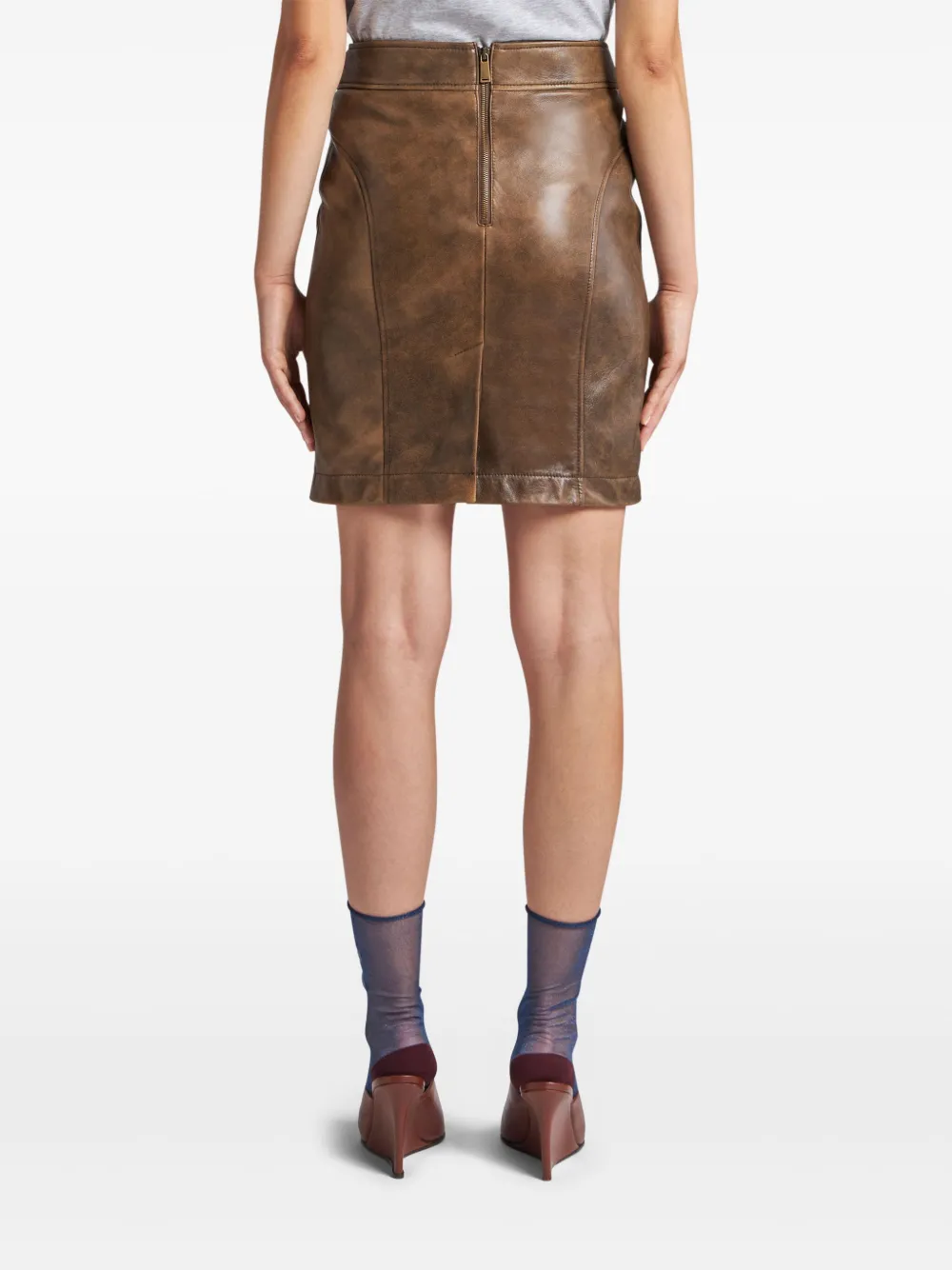 ETRO Leren rok Bruin