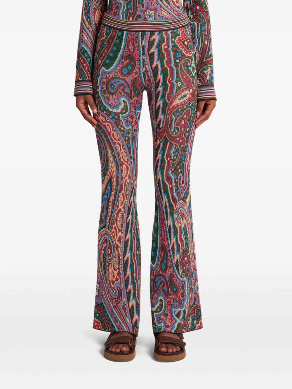 ETRO Gebreide broek met paisley-print Blauw