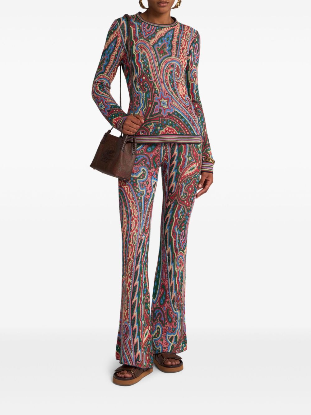 ETRO Gebreide broek met paisley-print - Blauw