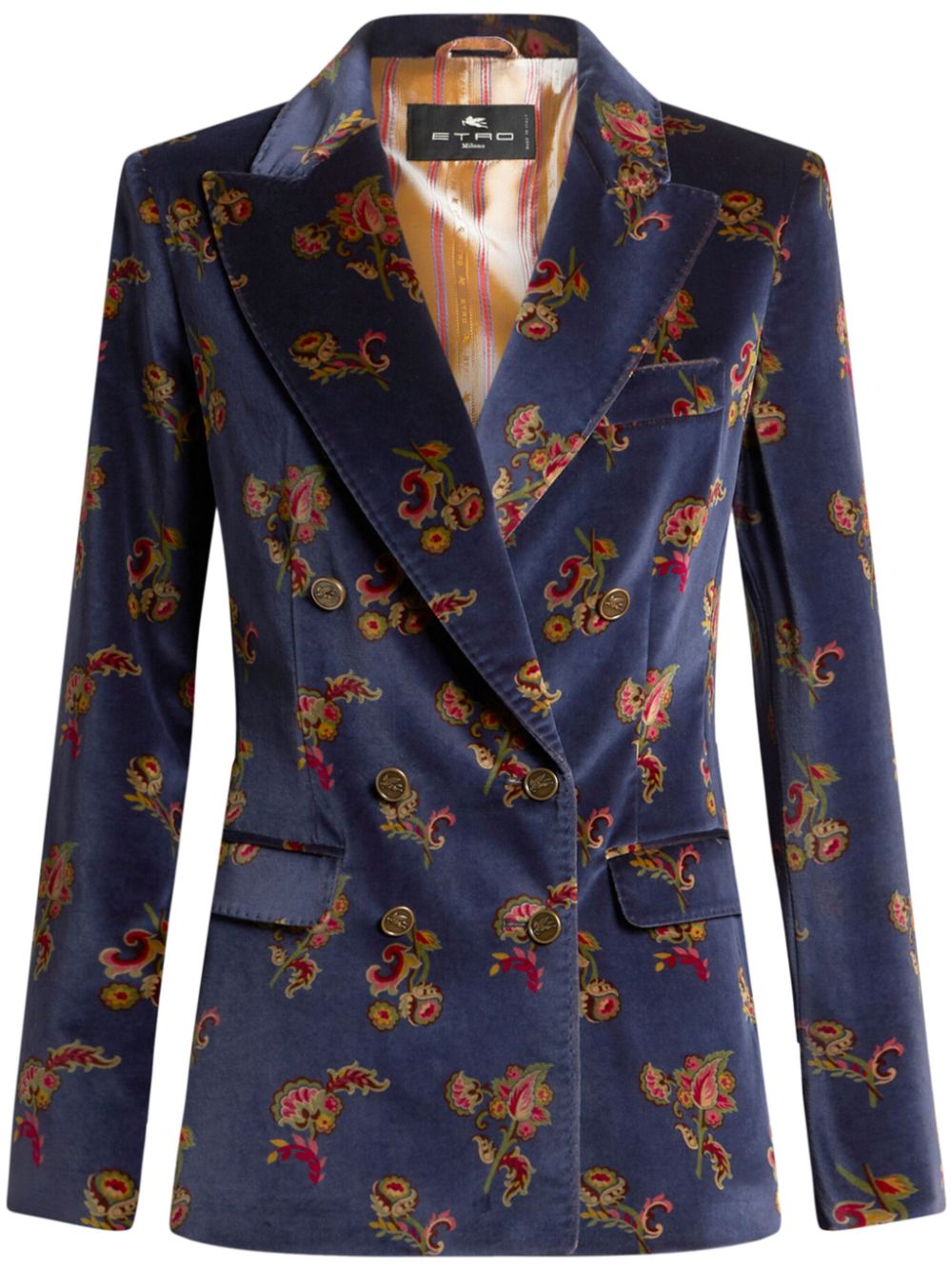 ETRO Fluwelen blazer met bloemen Blauw