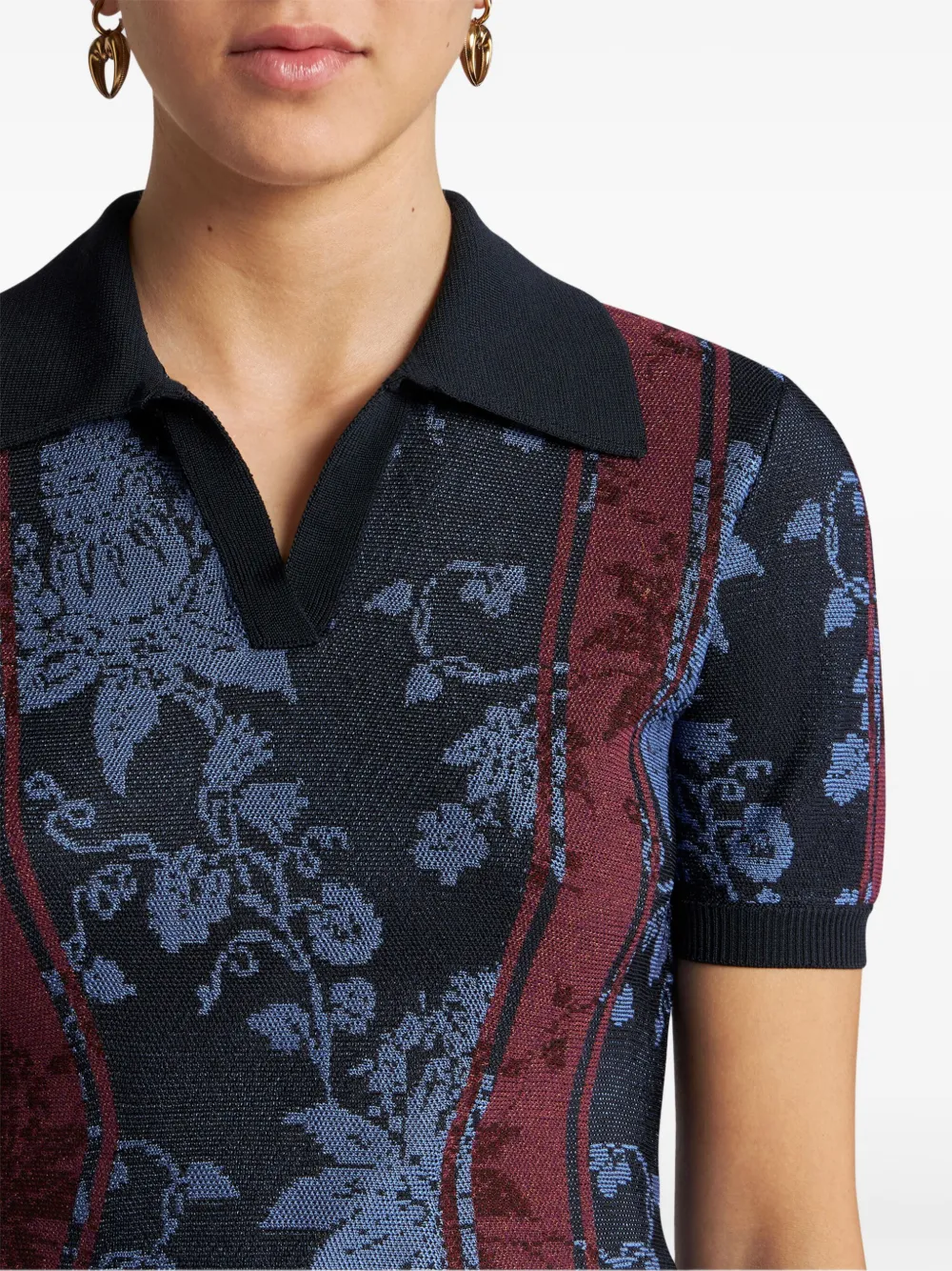 ETRO Overhemd met bloemenjacquard Blauw