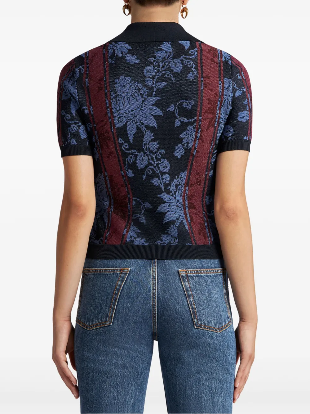 ETRO Overhemd met bloemenjacquard Blauw