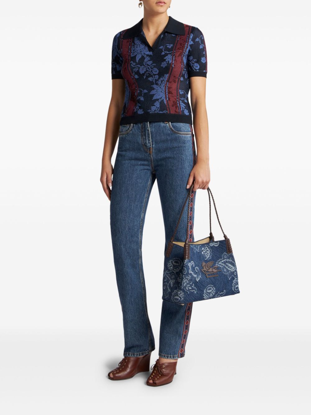 ETRO Overhemd met bloemenjacquard - Blauw