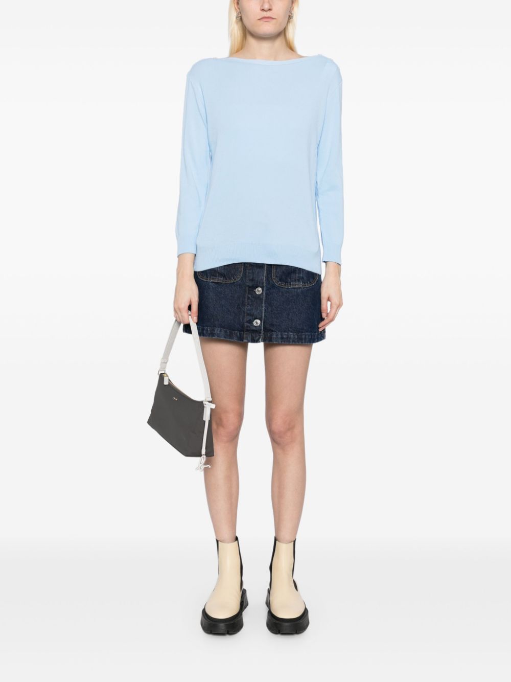 agnès b. logo button knitted top - Blue