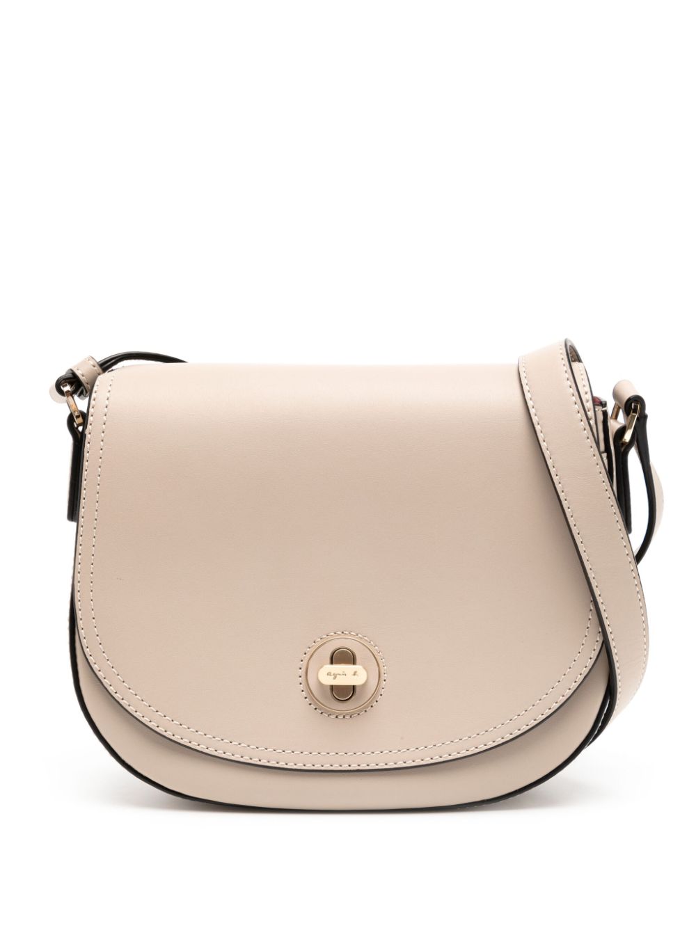 agnès b. contrast-stitching leather bag - Neutrals