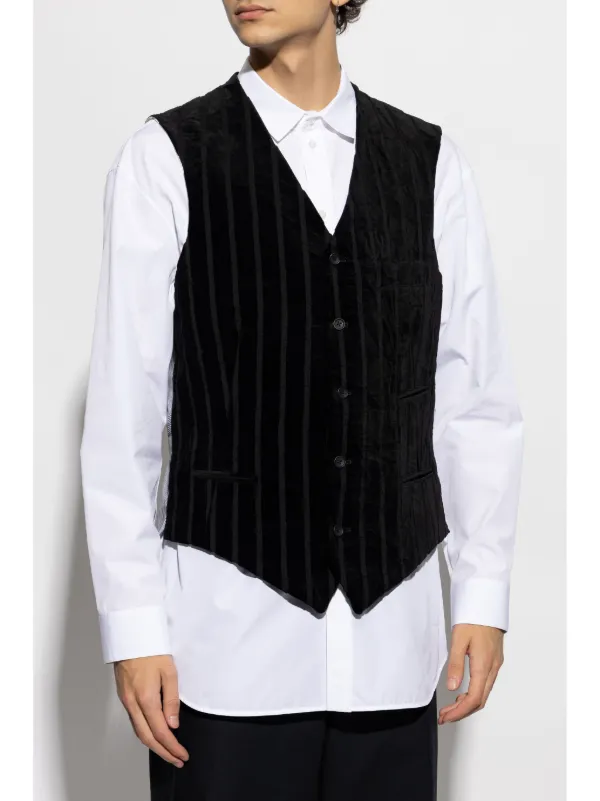 Yohji Yamamoto ストライプ ベスト | ブラック | FARFETCH JP