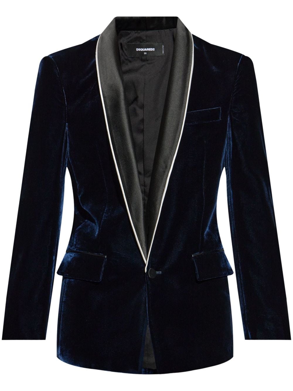 Shop Dsquared2 Single-breasted Velvet Blazer In Blue