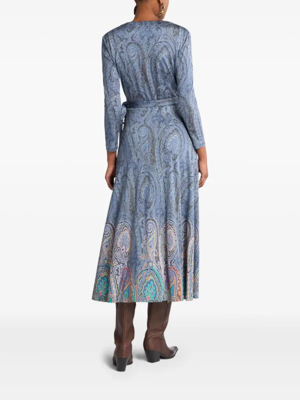 ETRO Paisley Wrap Dress | Blue | FARFETCH